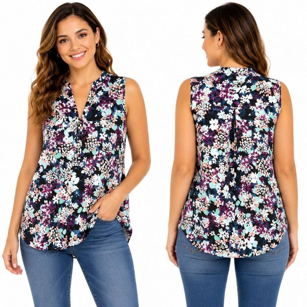 Maurices Floral Sleeveless Blouse Medium